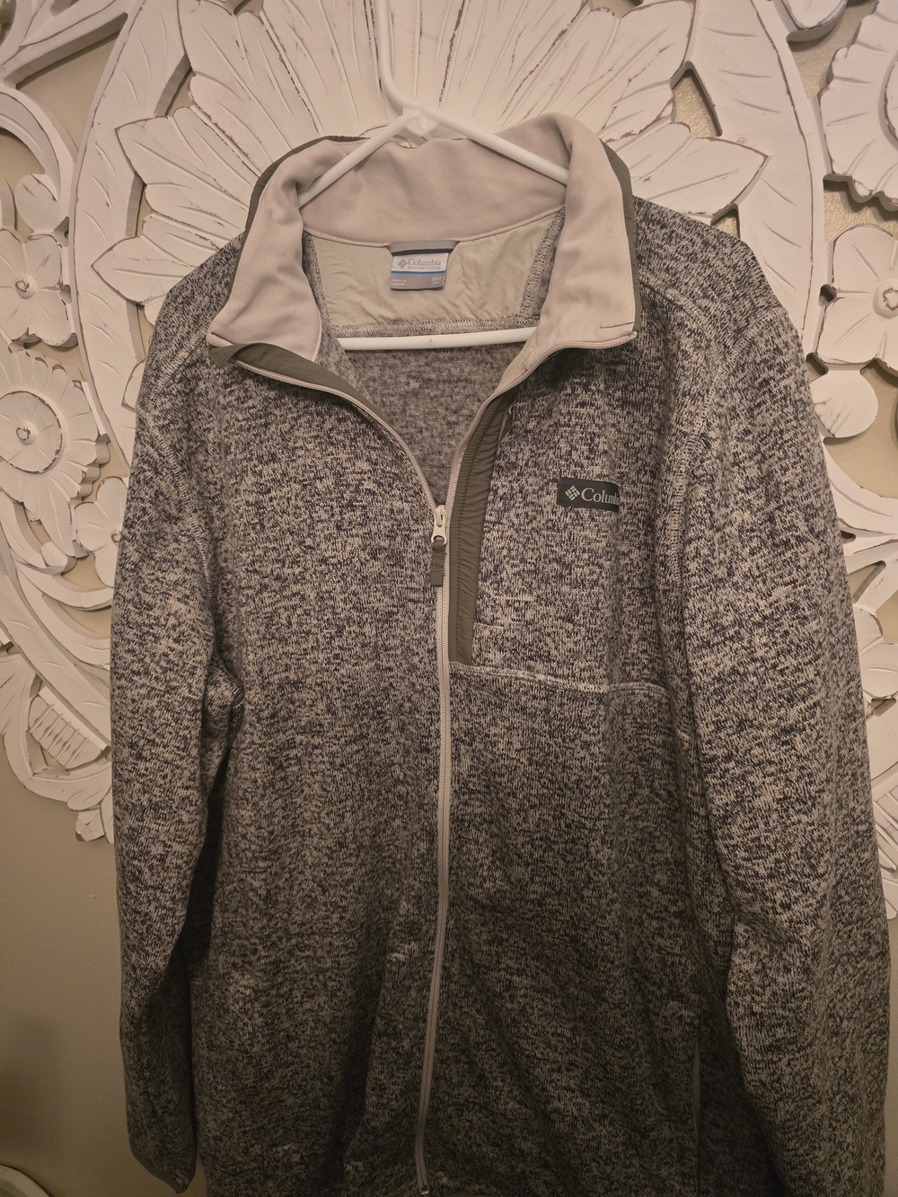 Columbia Men's Grey Full-Zip Heathered Fleece Sweater